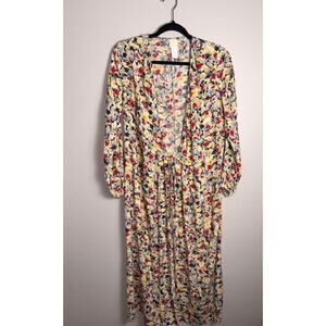 H&M Floral Tie-Waist Dress Women Small Boho Romantic Cottagecore Festival Light